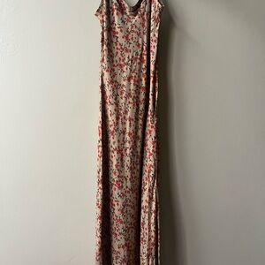 Urban Outfitters Red and Tan Floral Maxi Dress